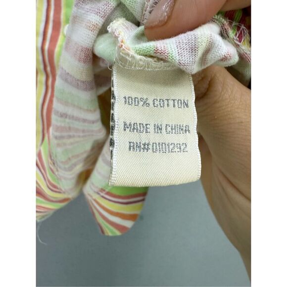 Lulu-B Womens Multicolor Striped V-Neck Button Down Cotton Blouse Size Large - Picture 3 of 7
